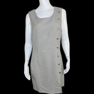 Blondie and Me Vintage Y2K Brown Black Micro-Plaid Sleeveless Dress Medium‎